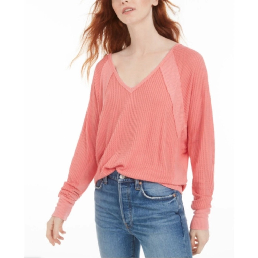 Free People | We the Free Thermal Waffle Knit Oversized Top size Extra Small